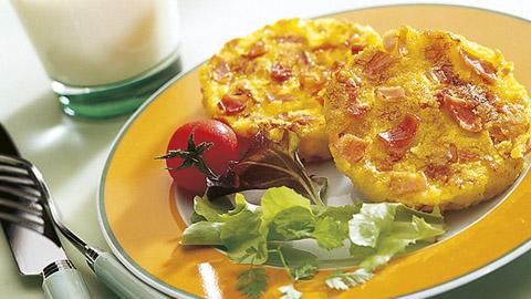 Galettes de polenta au jambon